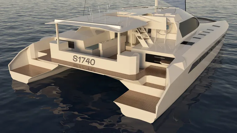 Exterior view of Solitaire 1740, a Gulet Solitaire 1740 catamaran at Athens, Greece