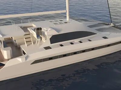 Exterior view of Solitaire 1740, a Gulet Solitaire 1740 catamaran at Athens, Greece