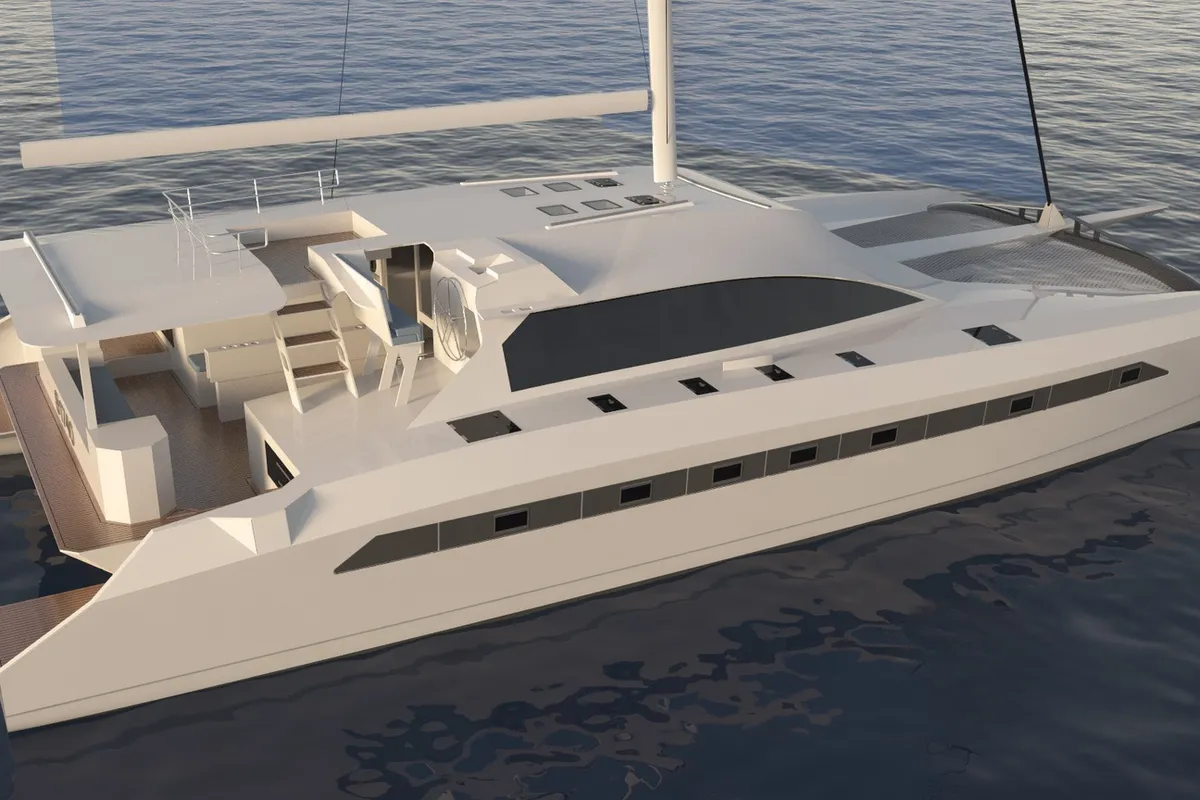 Exterior view of Solitaire 1740, a Gulet Solitaire 1740 catamaran at Athens, Greece