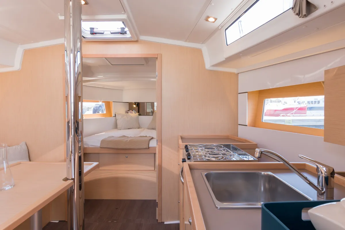Cockpit of Cvita, a Beneteau Oceanis 38.1 sailboat at Split, Croatia