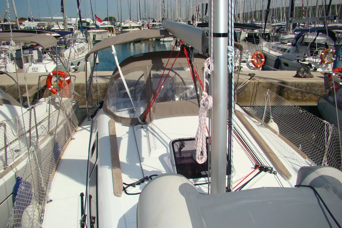 Deck of Nena, a Jeanneau Sun Odyssey 33i sailboat at Općina Sukošan, Croatia