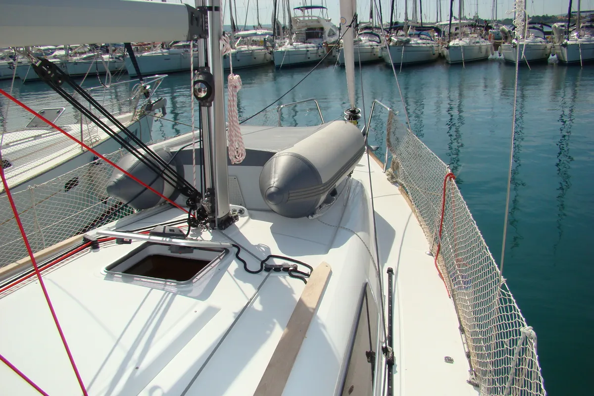Deck of Nena, a Jeanneau Sun Odyssey 33i sailboat at Općina Sukošan, Croatia