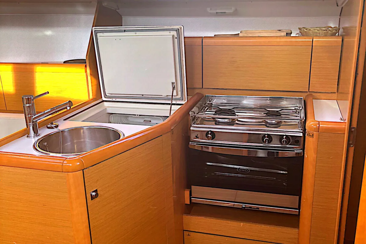 Galley of Nena, a Jeanneau Sun Odyssey 33i sailboat at Općina Sukošan, Croatia