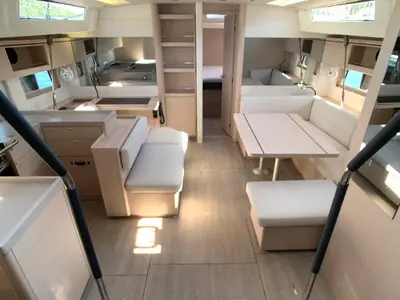 Salon of Cloudy Bay, a Beneteau Oceanis 51.1 sailboat at Općina Rogoznica, Croatia