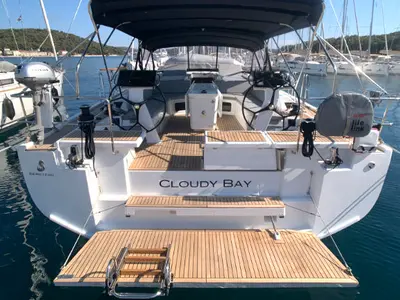 Cockpit of Cloudy Bay, a Beneteau Oceanis 51.1 sailboat at Općina Rogoznica, Croatia
