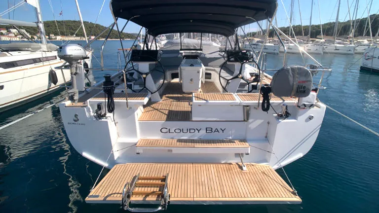 Cockpit of Cloudy Bay, a Beneteau Oceanis 51.1 sailboat at Općina Rogoznica, Croatia