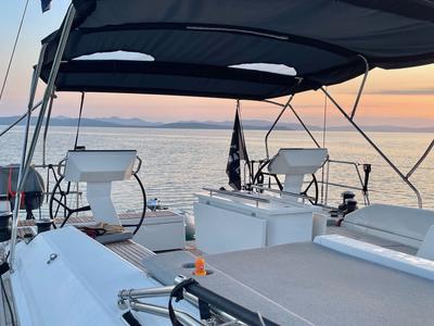 Deck of Cloudy Bay, a Beneteau Oceanis 51.1 sailboat at Općina Rogoznica, Croatia