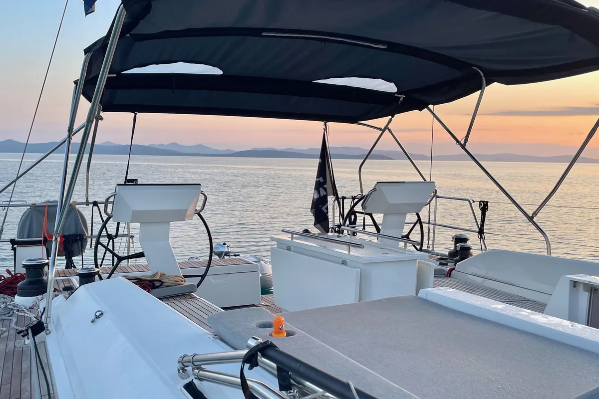 Deck of Cloudy Bay, a Beneteau Oceanis 51.1 sailboat at Općina Rogoznica, Croatia