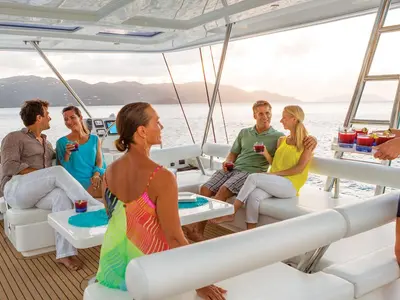 Deck of Moorings 5800 Crewed, a Leopard 58 catamaran at Road Town, British Virgin Islands