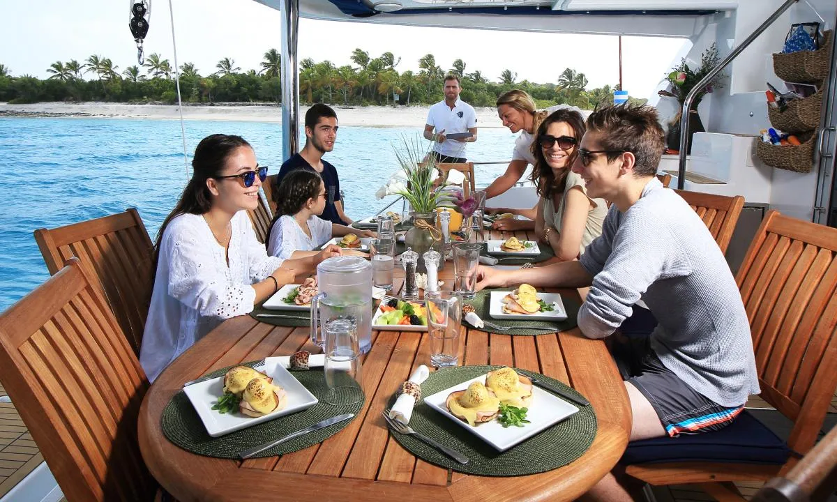 Deck of Moorings 5800 Crewed, a Leopard 58 catamaran at Road Town, British Virgin Islands