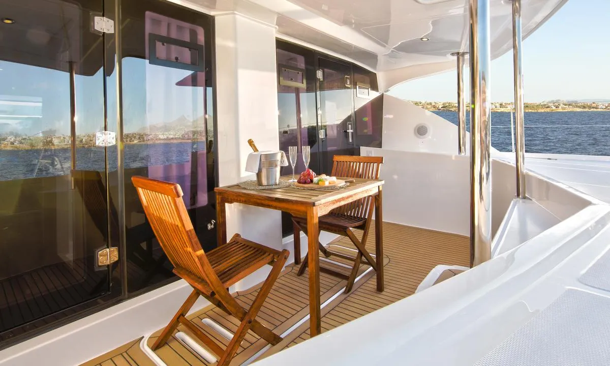 Deck of Moorings 5800 Crewed, a Leopard 58 catamaran at Road Town, British Virgin Islands
