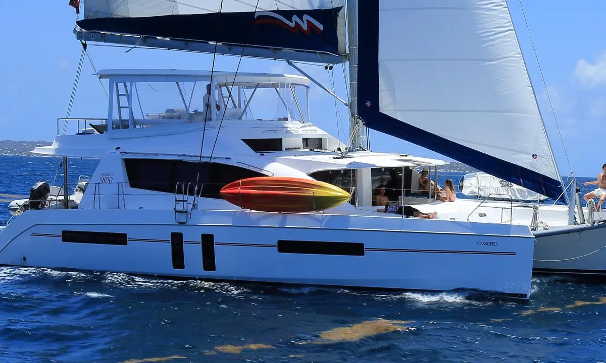 Exterior view of Moorings 5800 Crewed, a Leopard 58 catamaran at Road Town, British Virgin Islands
