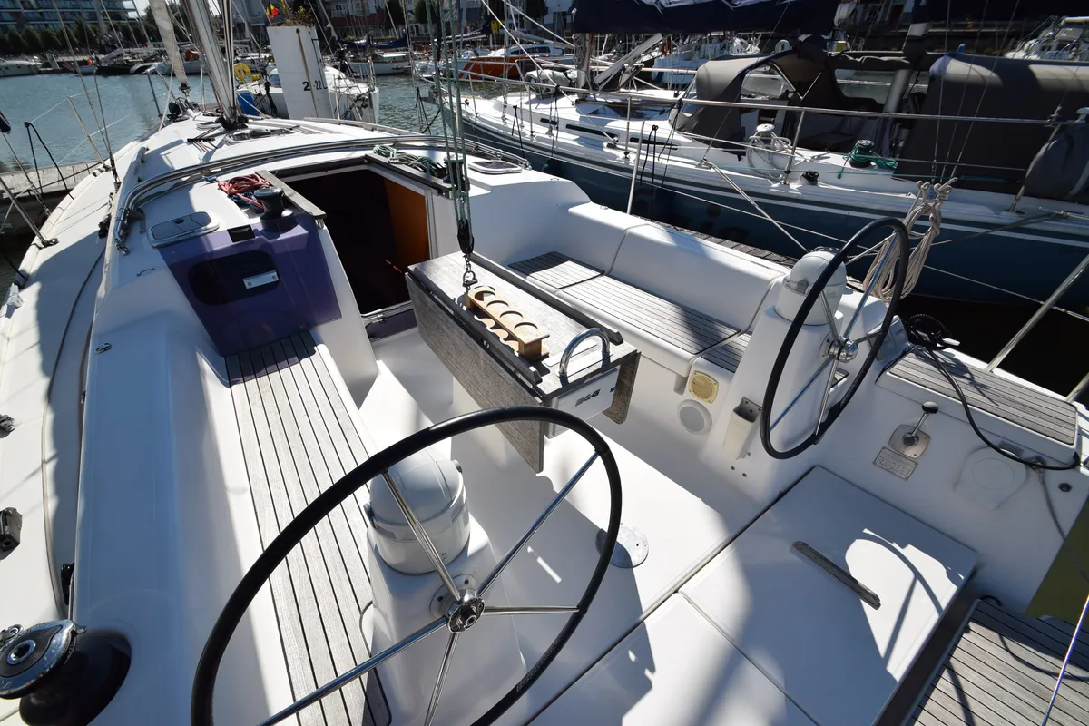 Cockpit of Vittoria, a Dufour 335 Grand Large sailboat at Nieuwpoort, Belgium