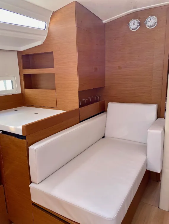 Salon of Baghera, a Jeanneau Sun Odyssey 410 sailboat at Municipal Unit of Lefkada, Greece