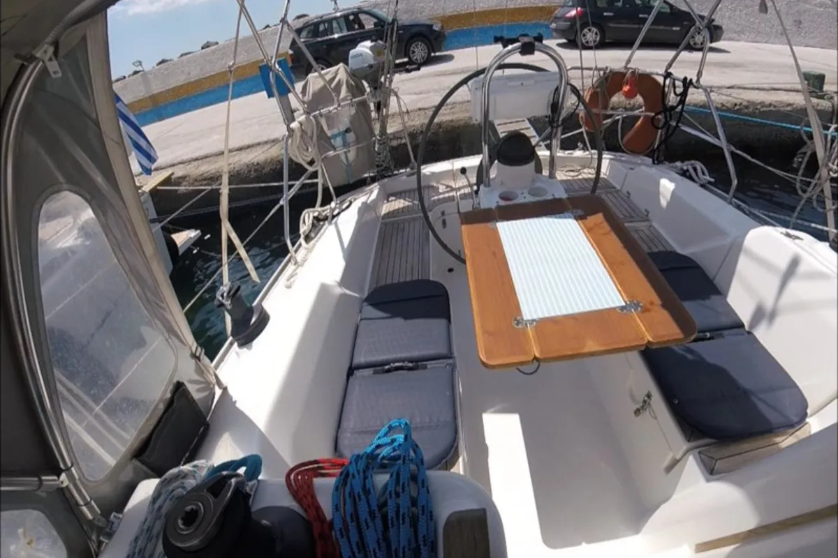 Deck of Nine Muses, a Hanse 342 sailboat at Sithonia Municipal Unit, Greece