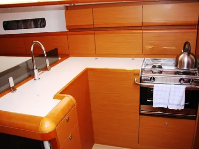 Galley of Code, a Jeanneau Sun Odyssey 439 sailboat at Marmaris, Turkey