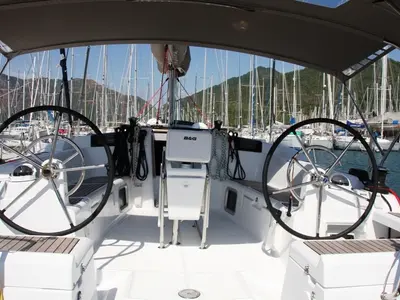 Cockpit of Code, a Jeanneau Sun Odyssey 439 sailboat at Marmaris, Turkey