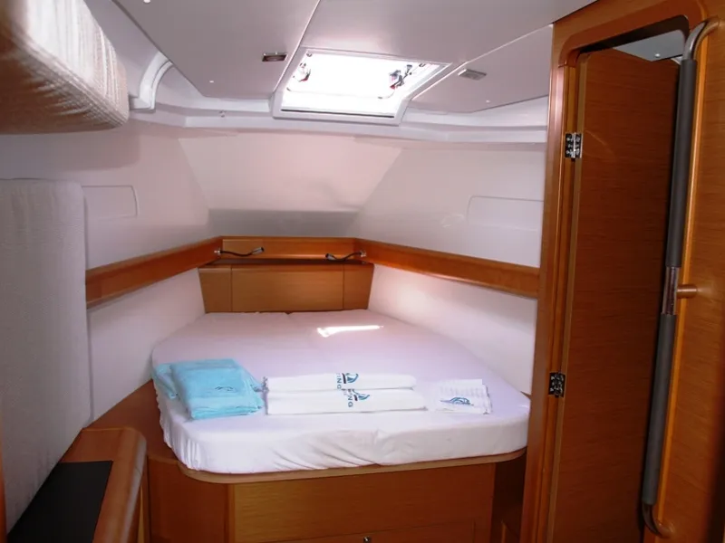 Cabin on Code, a Jeanneau Sun Odyssey 439 sailboat at Marmaris, Turkey