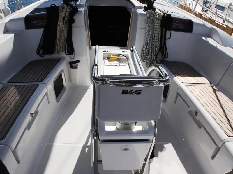 Cockpit of Code, a Jeanneau Sun Odyssey 439 sailboat at Marmaris, Turkey