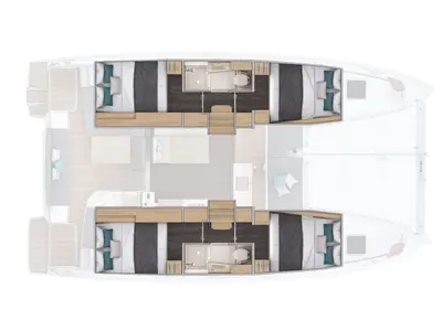 Floor plan of Lagoon 38, a catamaran at Tonnarella, Italy