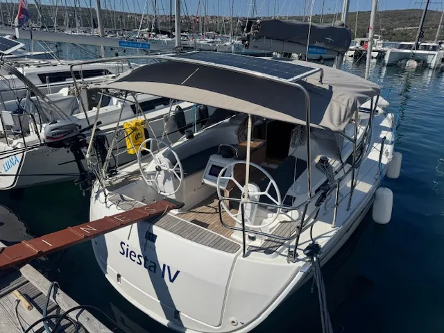 Siesta IV, a Bavaria Cruiser 34 sailboat at Punat, Croatia