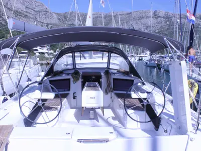 Cockpit of Marlera, a Dufour 430 sailboat at Dubrovnik, Croatia