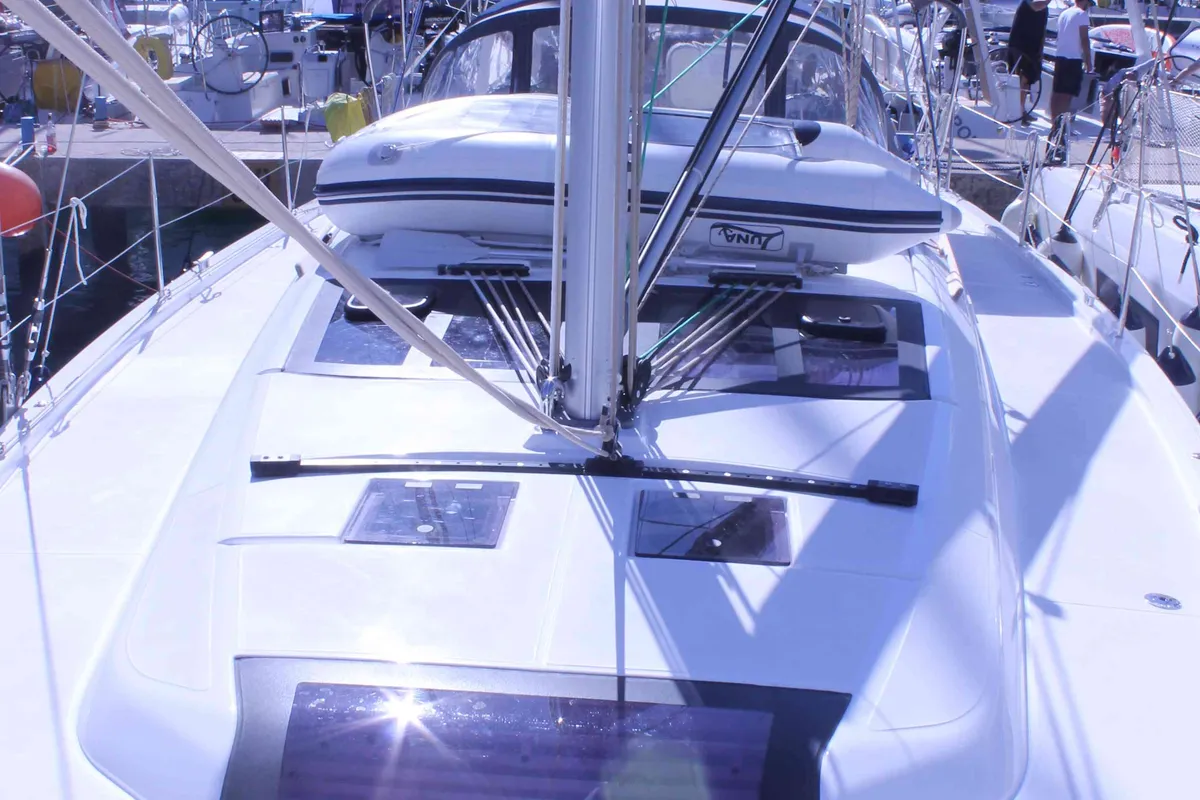 Deck of Marlera, a Dufour 430 sailboat at Dubrovnik, Croatia