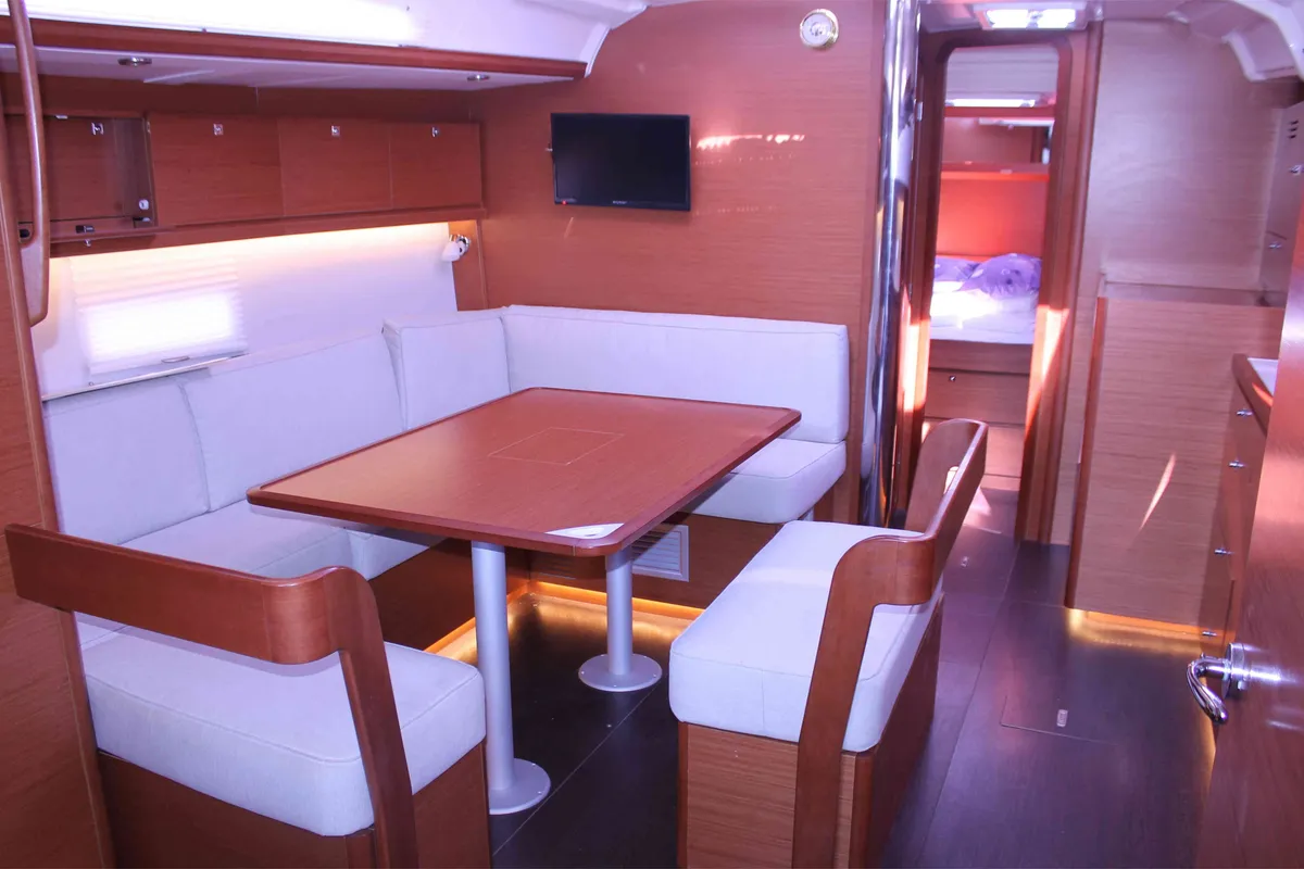 Salon of Marlera, a Dufour 430 sailboat at Dubrovnik, Croatia