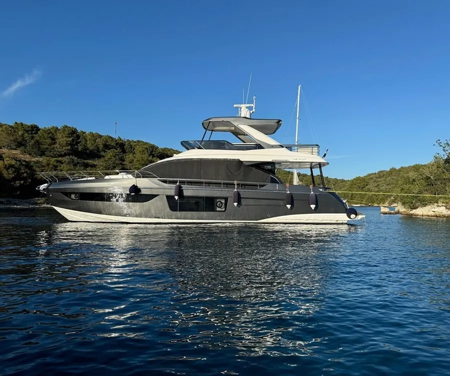 Exterior view of Pangea, a Azimut 68 motor yacht at Podstrana - Miljevac, Croatia