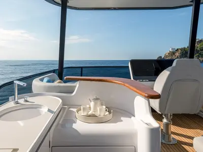 Deck of Pangea, a Azimut 68 motor yacht at Podstrana - Miljevac, Croatia