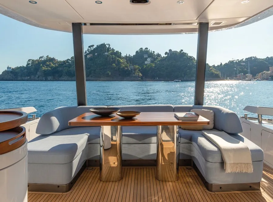 Deck of Pangea, a Azimut 68 motor yacht at Podstrana - Miljevac, Croatia