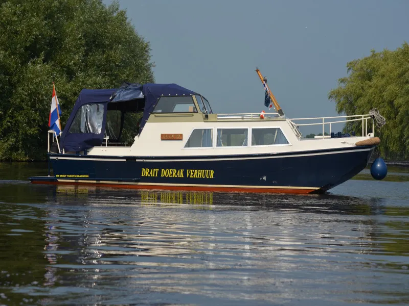 Exterior view of Quinto, a De Drait Doerak 850 OK motorboat at Drachten, Netherlands