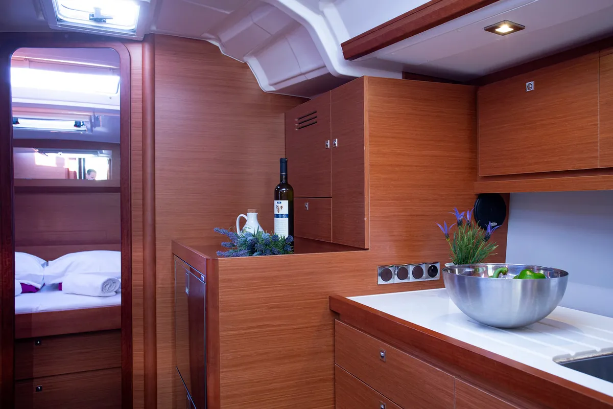 Galley of Lana V, a Dufour 430 GL sailboat at Split, Croatia