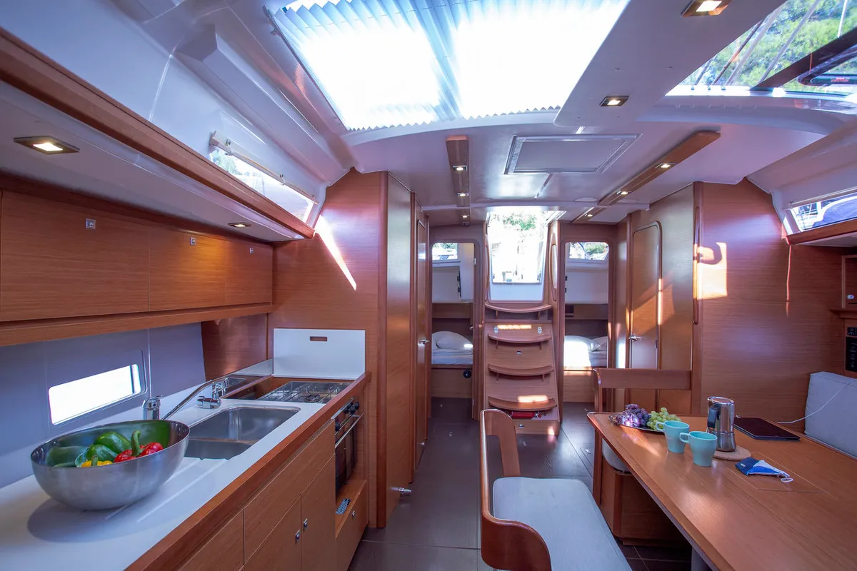 Galley of Lana V, a Dufour 430 GL sailboat at Split, Croatia