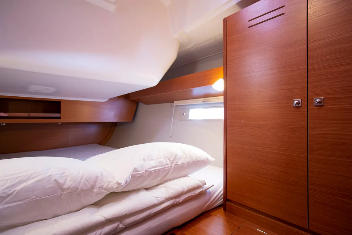 Cabin on Lana V, a Dufour 430 GL sailboat at Split, Croatia