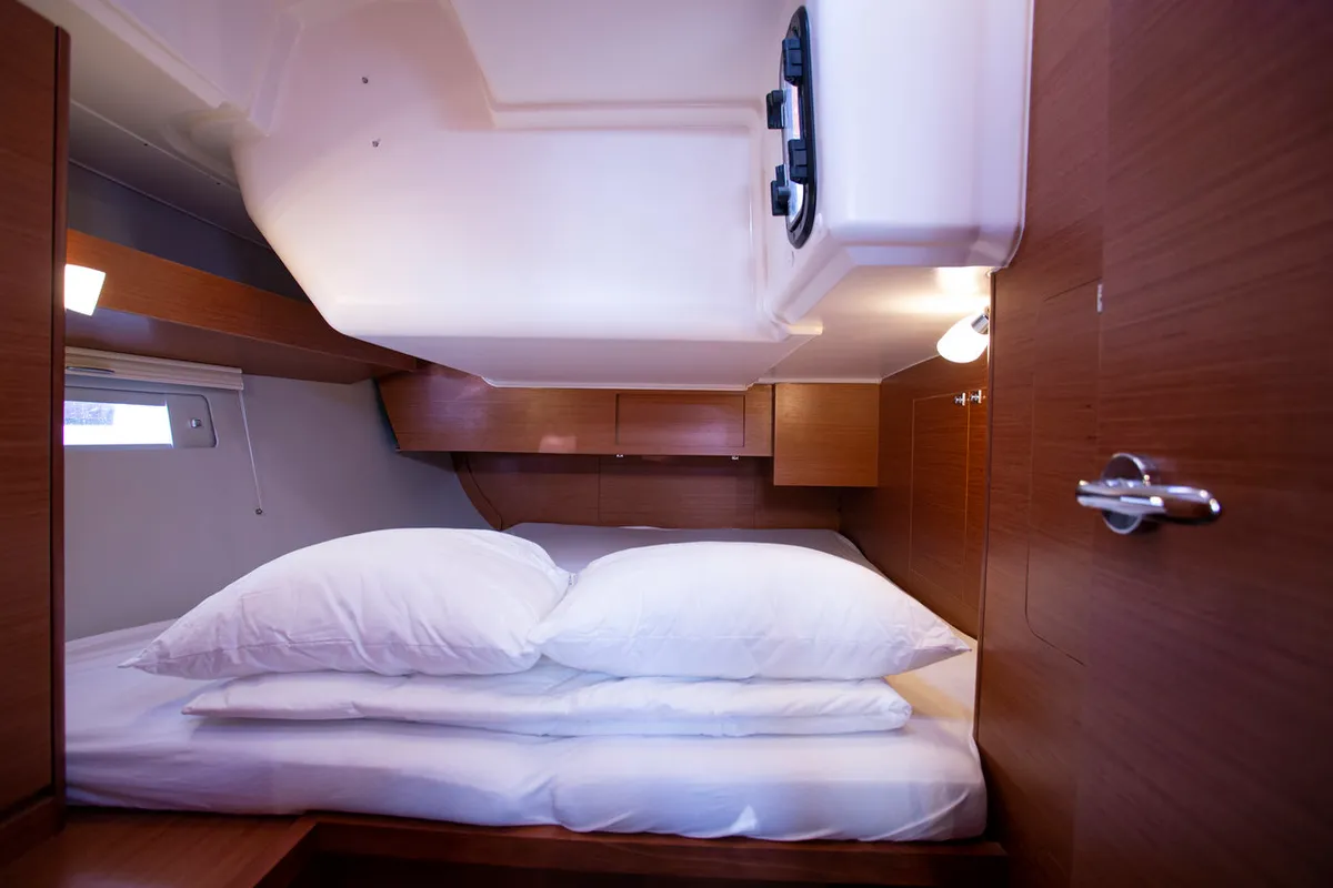 Cabin on Lana V, a Dufour 430 GL sailboat at Split, Croatia