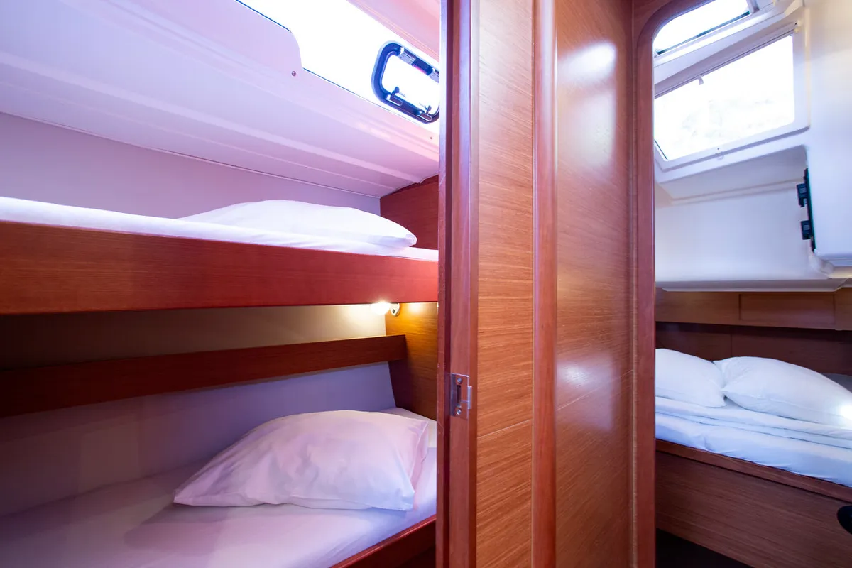 Cabin on Lana V, a Dufour 430 GL sailboat at Split, Croatia