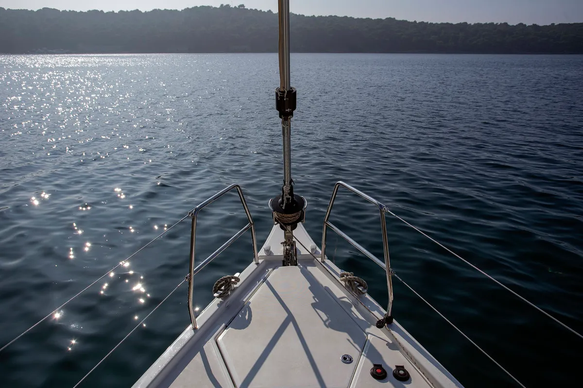 Exterior view of Lana V, a Dufour 430 GL sailboat at Split, Croatia