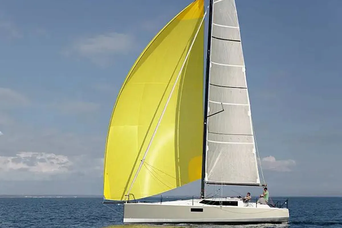 Exterior view of Little Wing, a Pogo 36 sailboat at Alameda, United States
