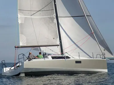 Exterior view of Little Wing, a Pogo 36 sailboat at Alameda, United States