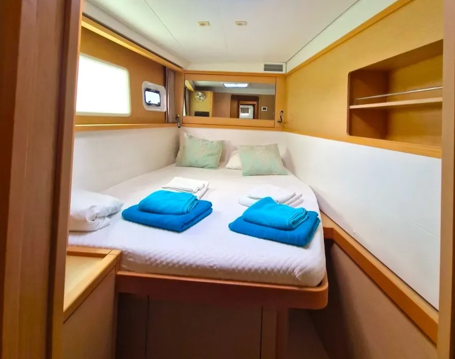 Cabin on PaSEAon, a Lagoon 450 Fly catamaran at Municipal Unit of Lefkada, Greece