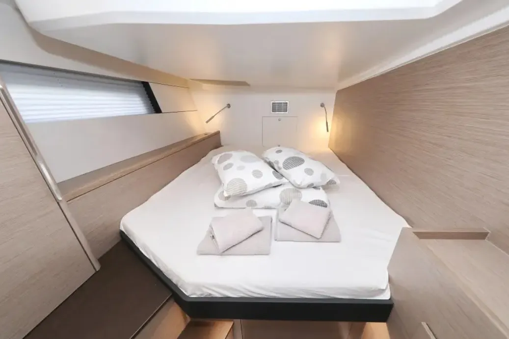 Cabin on Simply Relax, a Hanse 460 sailboat at Lefkada, Greece