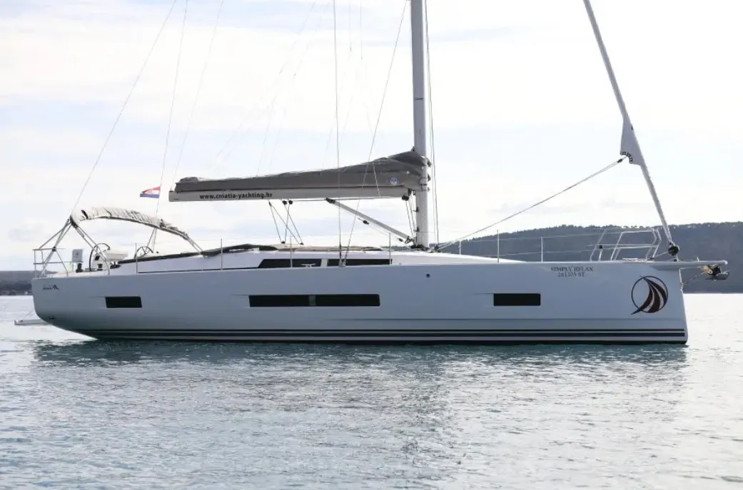 Exterior view of Simply Relax, a Hanse 460 sailboat at Lefkada, Greece