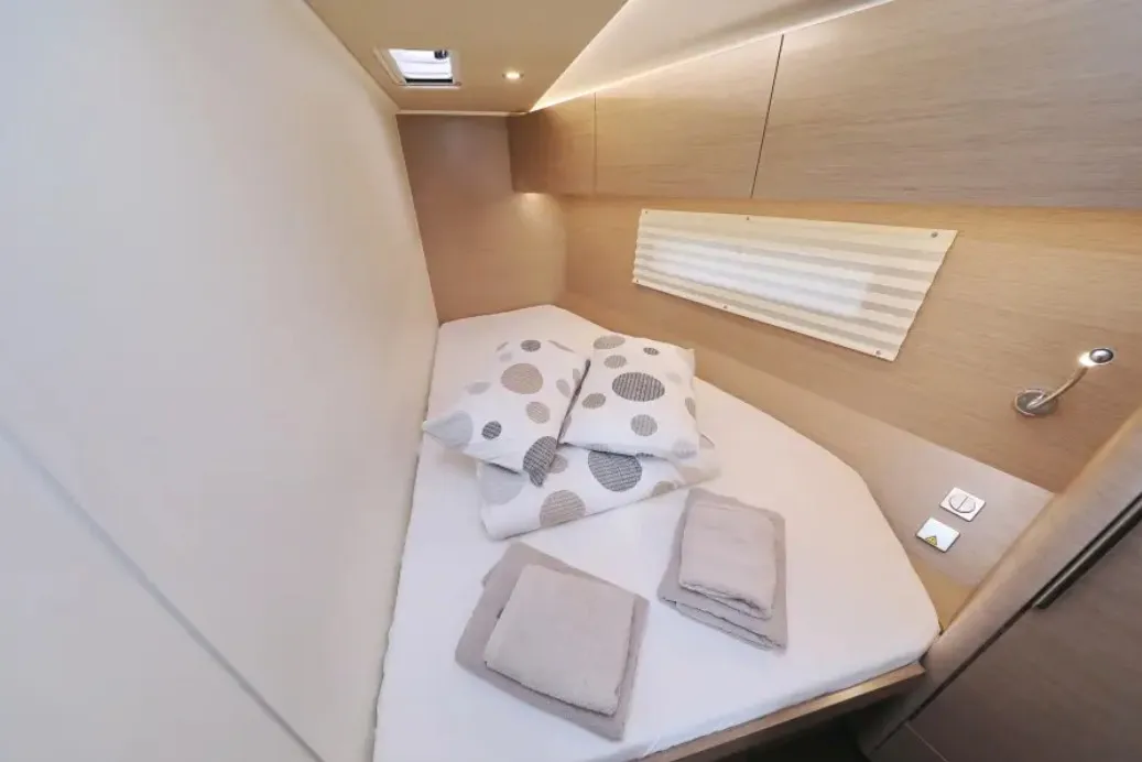 Cabin on Simply Relax, a Hanse 460 sailboat at Lefkada, Greece