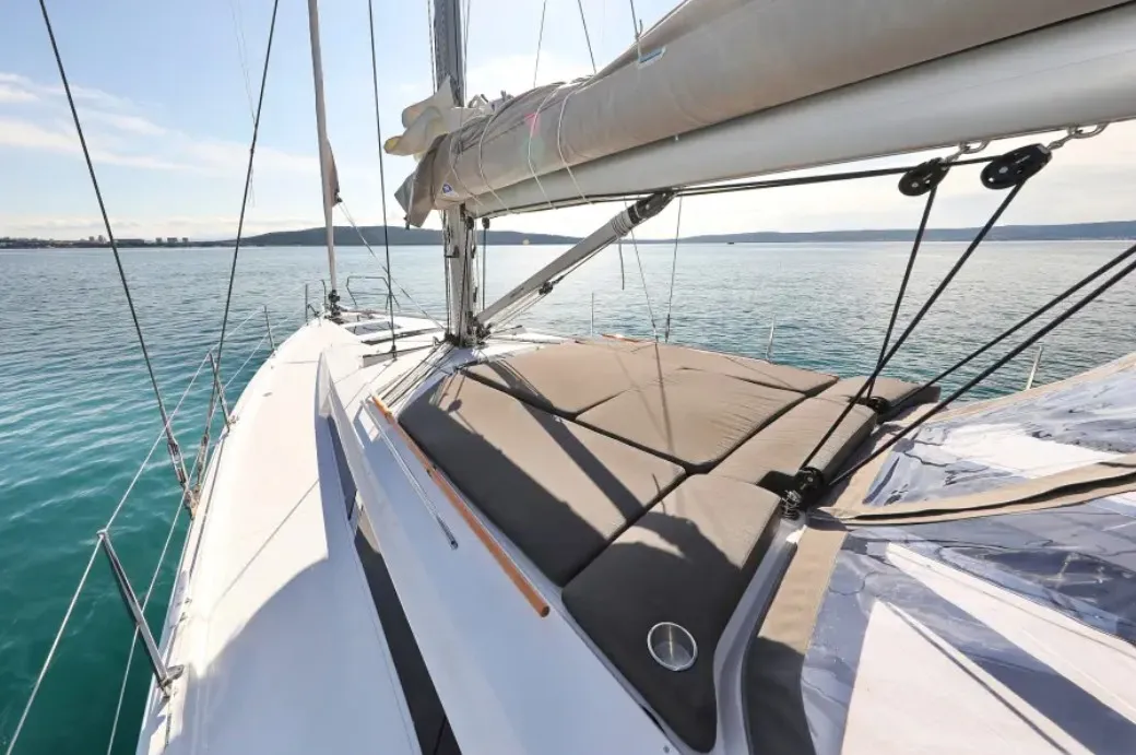 Deck of Simply Relax, a Hanse 460 sailboat at Lefkada, Greece