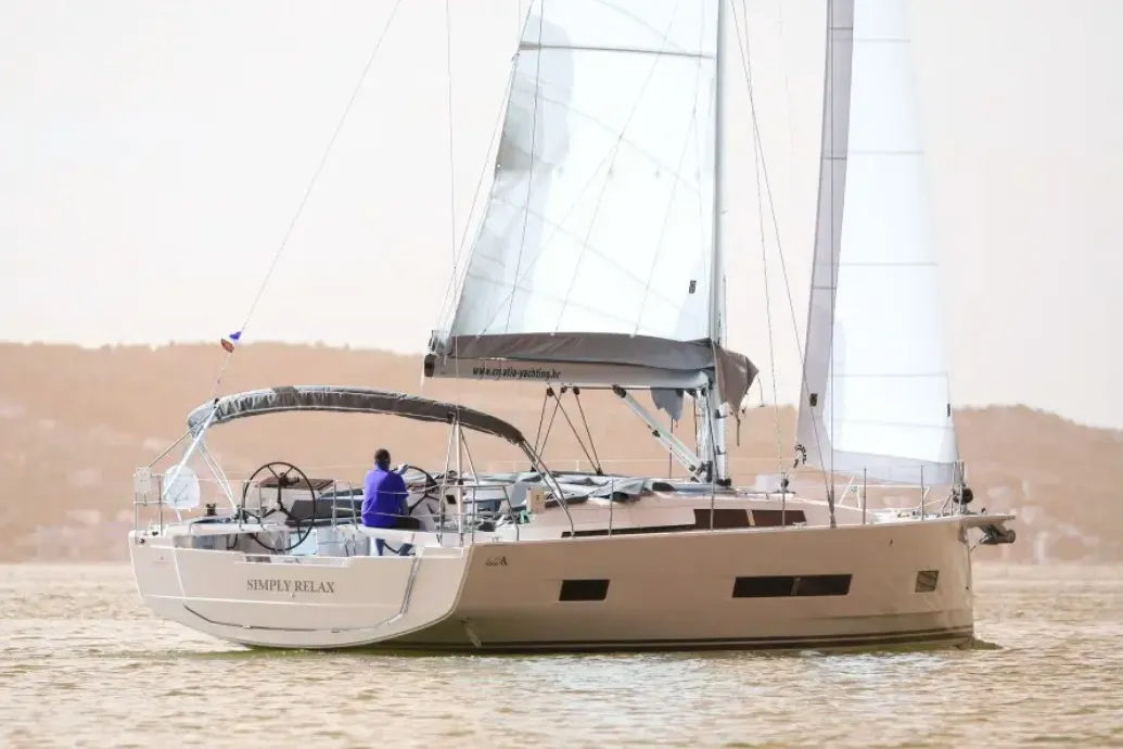 Exterior view of Simply Relax, a Hanse 460 sailboat at Lefkada, Greece