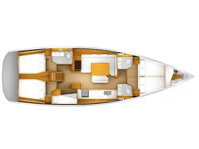 Floor plan of Oceanlord, a Jeanneau Sun Odyssey 509 sailboat at Nieuwpoort, Belgium