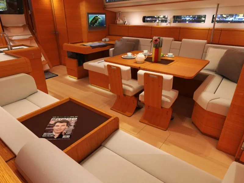 Salon of Oceanlord, a Jeanneau Sun Odyssey 509 sailboat at Nieuwpoort, Belgium