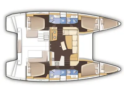 Floor plan of LAG IX, a Lagoon 42 catamaran at Athens, Greece