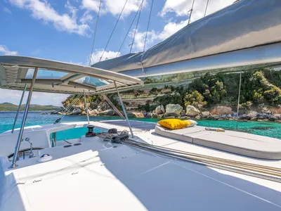Deck of Coral, a Lagoon 38 catamaran at Split, Croatia
